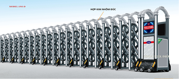 Cổng xếp hợp kim nhôm model 1503