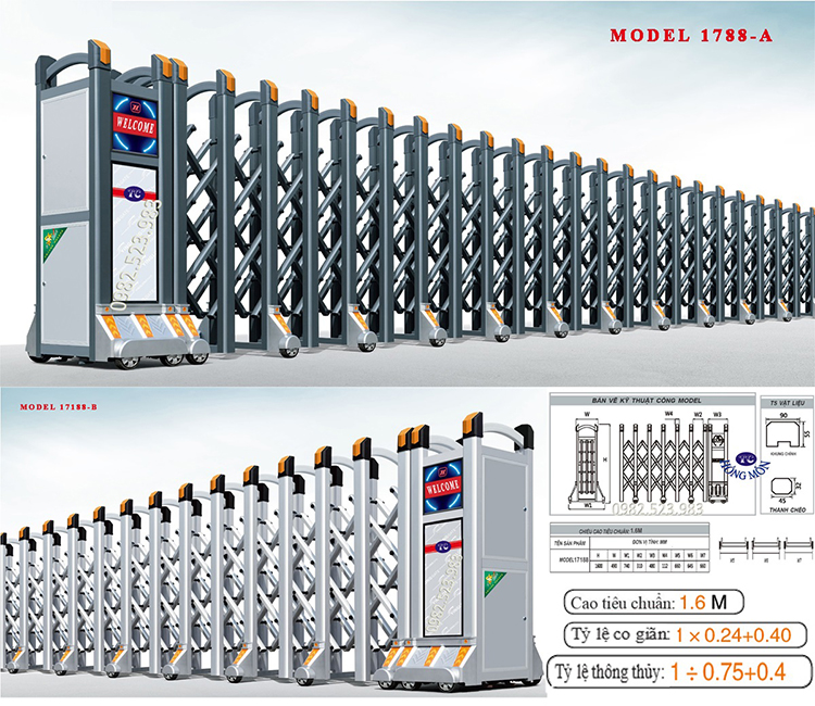 Cổng xếp nhôm nhập khẩu 17188-A