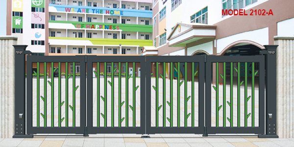 Cổng nhà 4 cánh đẹp mở cửa tự động 2102-A cổng nhà 4 cánh đẹp