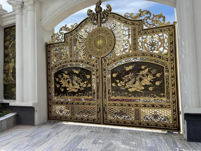 cửa cổng tự động nhôm đúc