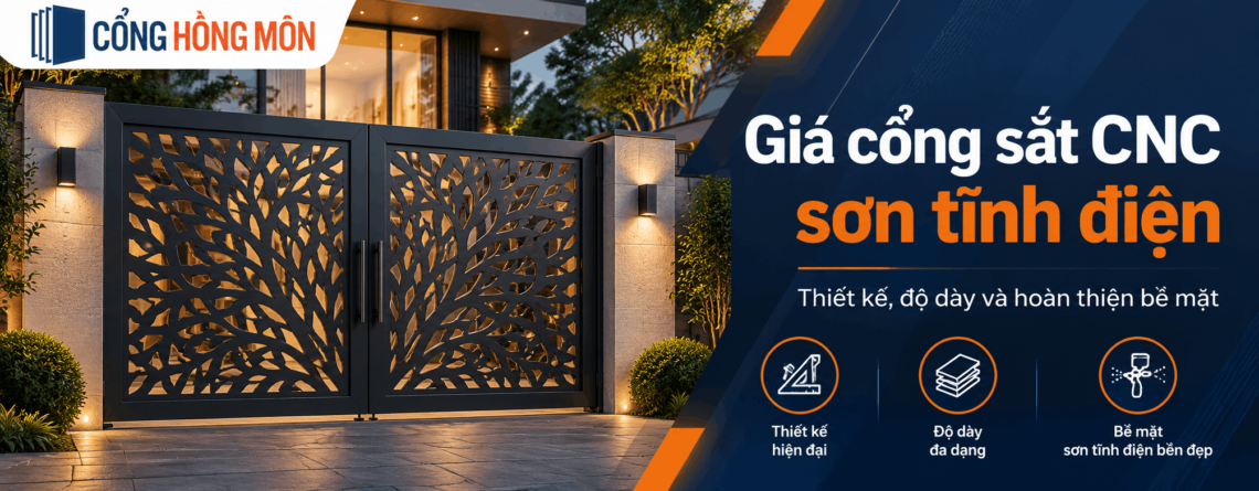 Báo giá cổng sắt CNC sơn tĩnh điện