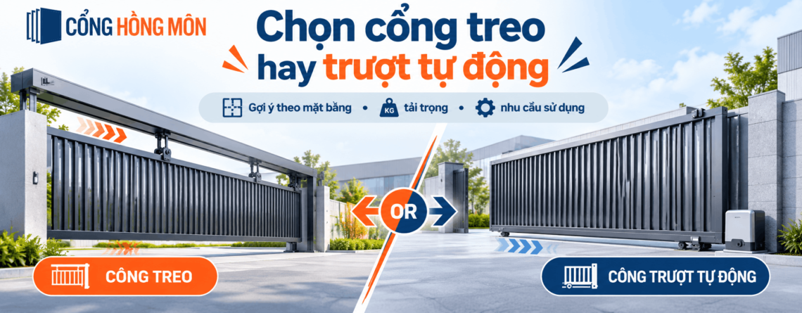 Chọn cổng treo hay trượt tự động