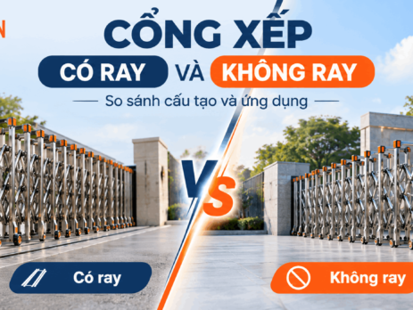 Cổng xếp có ray và không ray