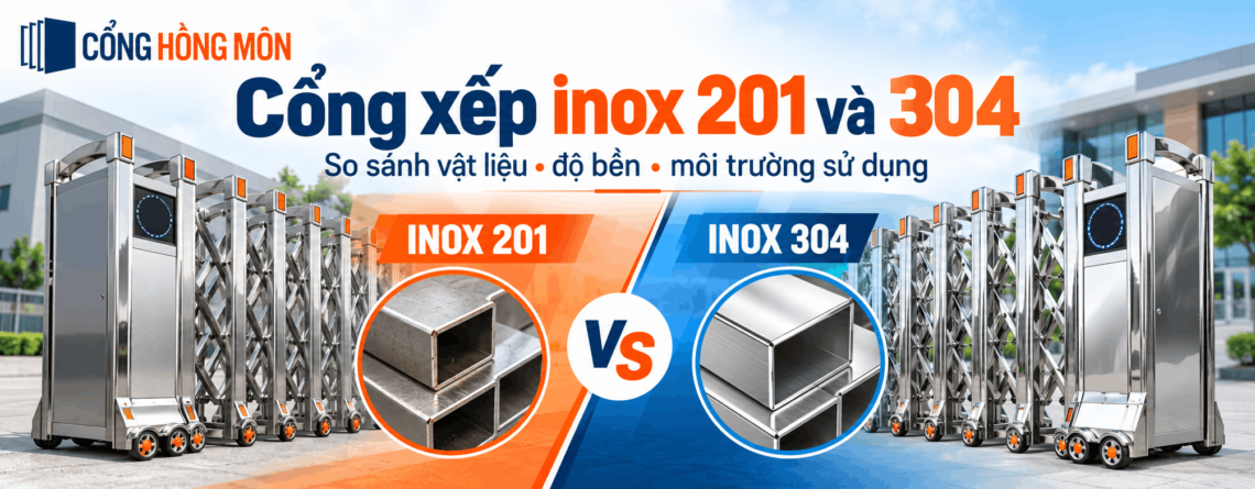 Cổng xếp inox 201 và 304