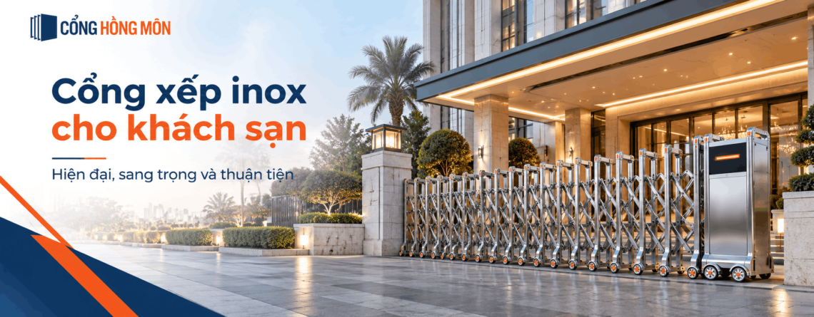 Cổng xếp inox cho khách sạn