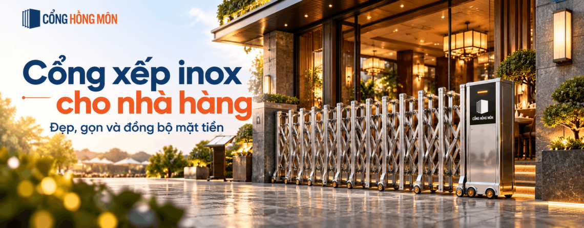 Cổng xếp inox cho nhà hàng