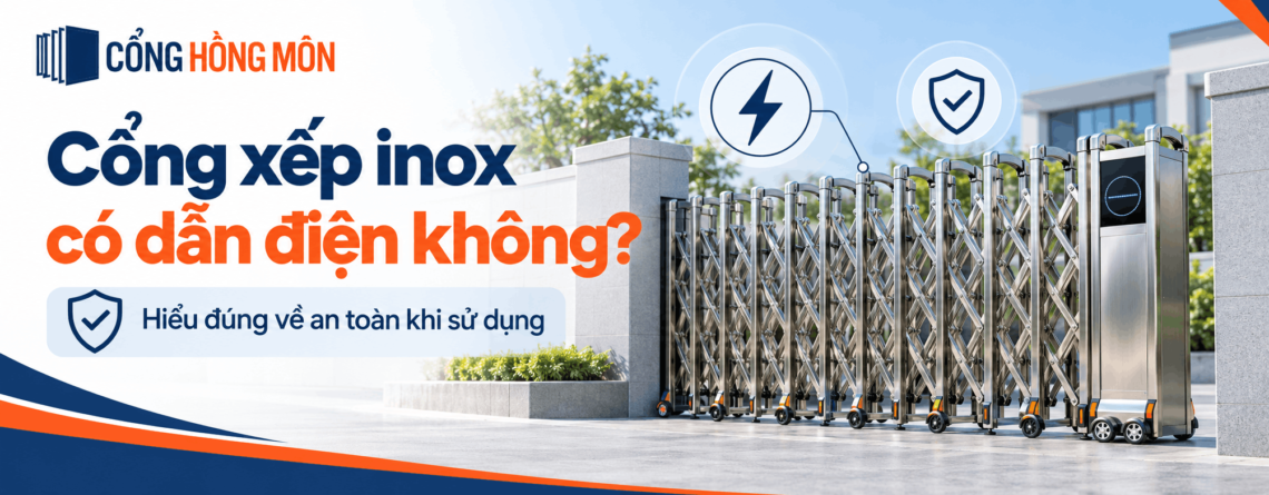 Cổng xếp inox có dẫn điện không