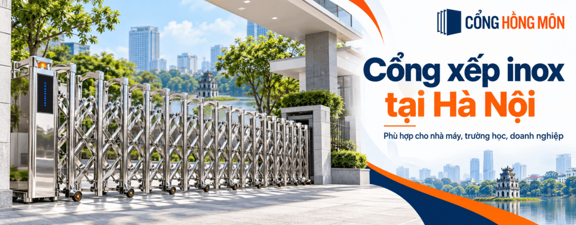 Cổng xếp inox tại Hà Nội