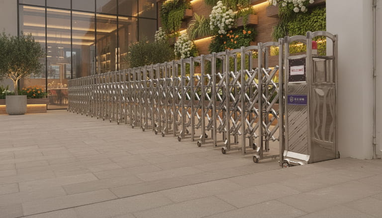 cổng xếp inox cho nhà hàng