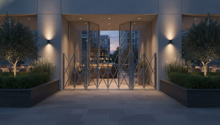 Công nghệ điều khiển hiện đại của cổng xếp inox cho mô hình dịch vụ nhà hàng