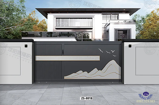 Mẫu cổng sắt kín đẹp ZS-8018