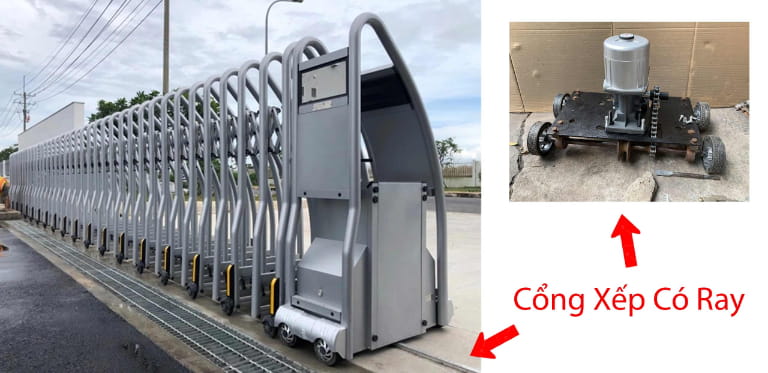 Nguyên lý hoạt động của cổng xếp có ray
