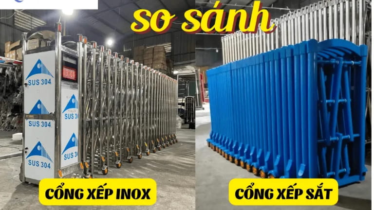 Tổng quan vật liệu cổng xếp inox và cổng xếp sắt