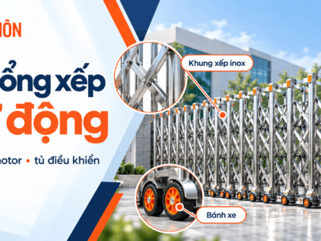 cấu tạo cổng xếp inox tự động