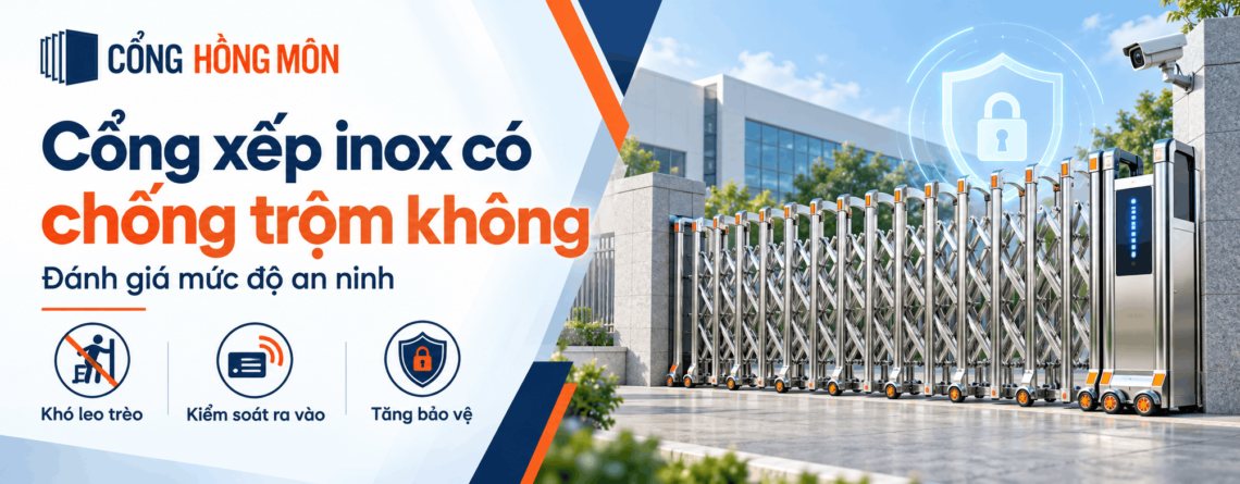 cổng xếp inox có chống trộm không