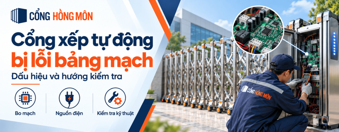 cổng xếp tự động bị lỗi bảng mạch