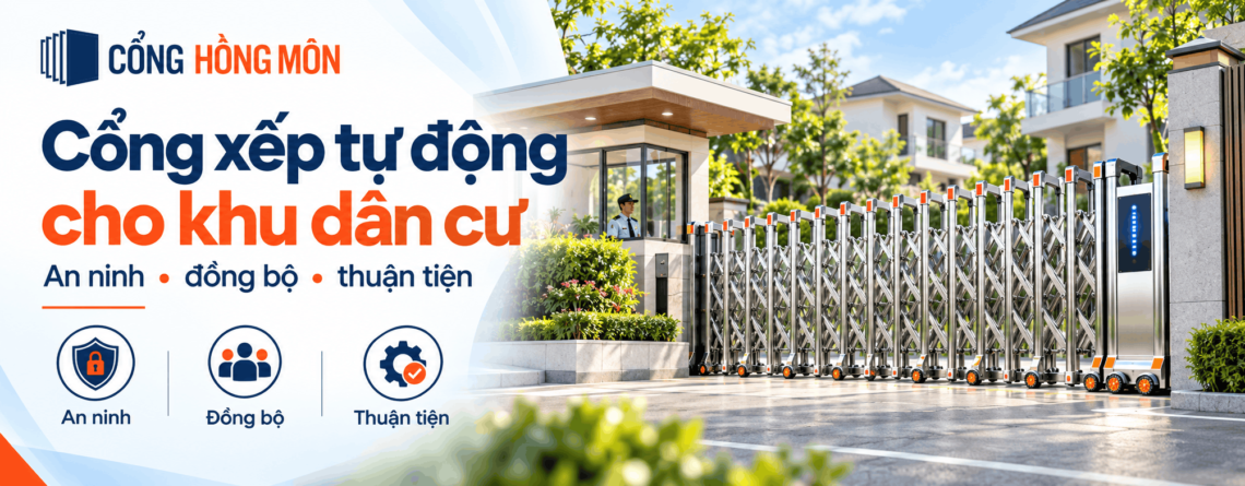 cổng xếp tự động cho khu dân cư