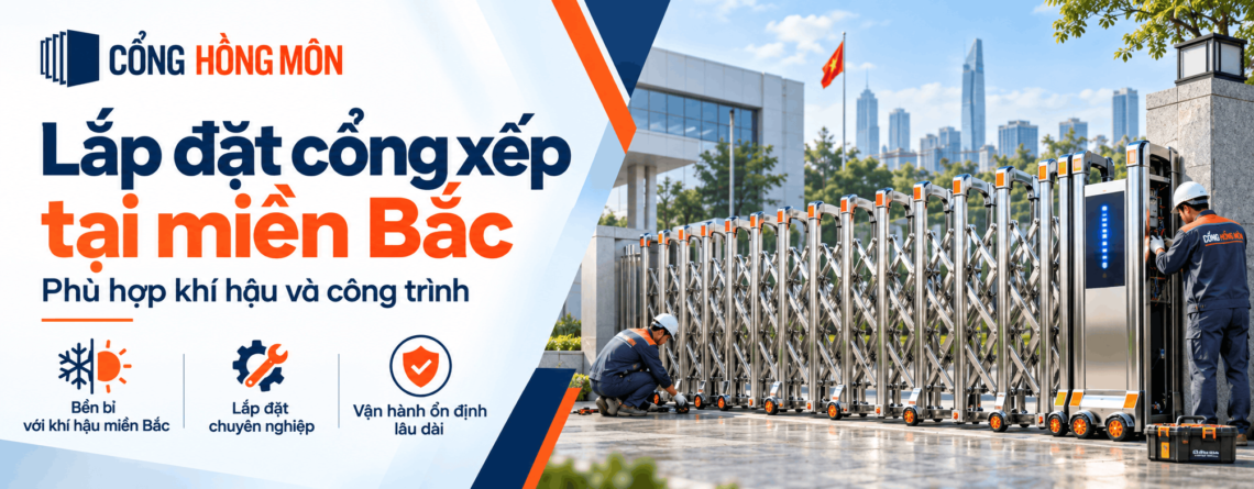 lắp đặt cổng xếp tại miền bắc