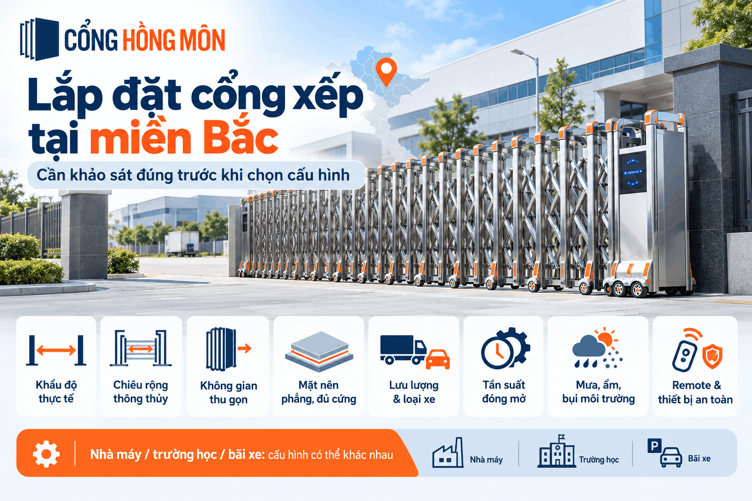 Lắp đặt cổng xếp tại miền Bắc cần quan tâm điều gì?