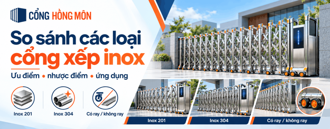 so sánh các loại cổng xếp inox